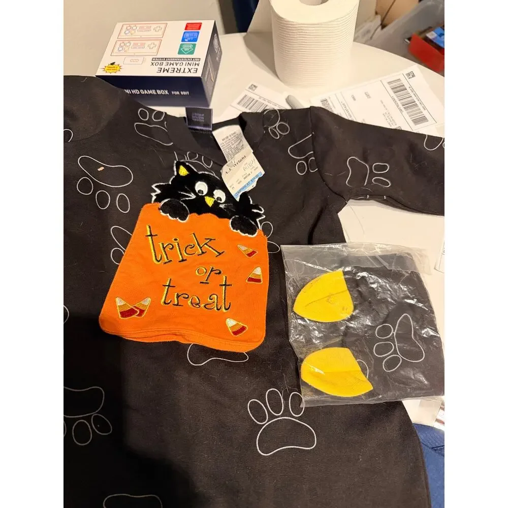 Funstuff Trick or Treat Black Cat Halloween Costume Romper Baby 18/24M NWT